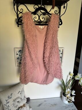 Self Esteem Pink Faux Fur Teddy Vest